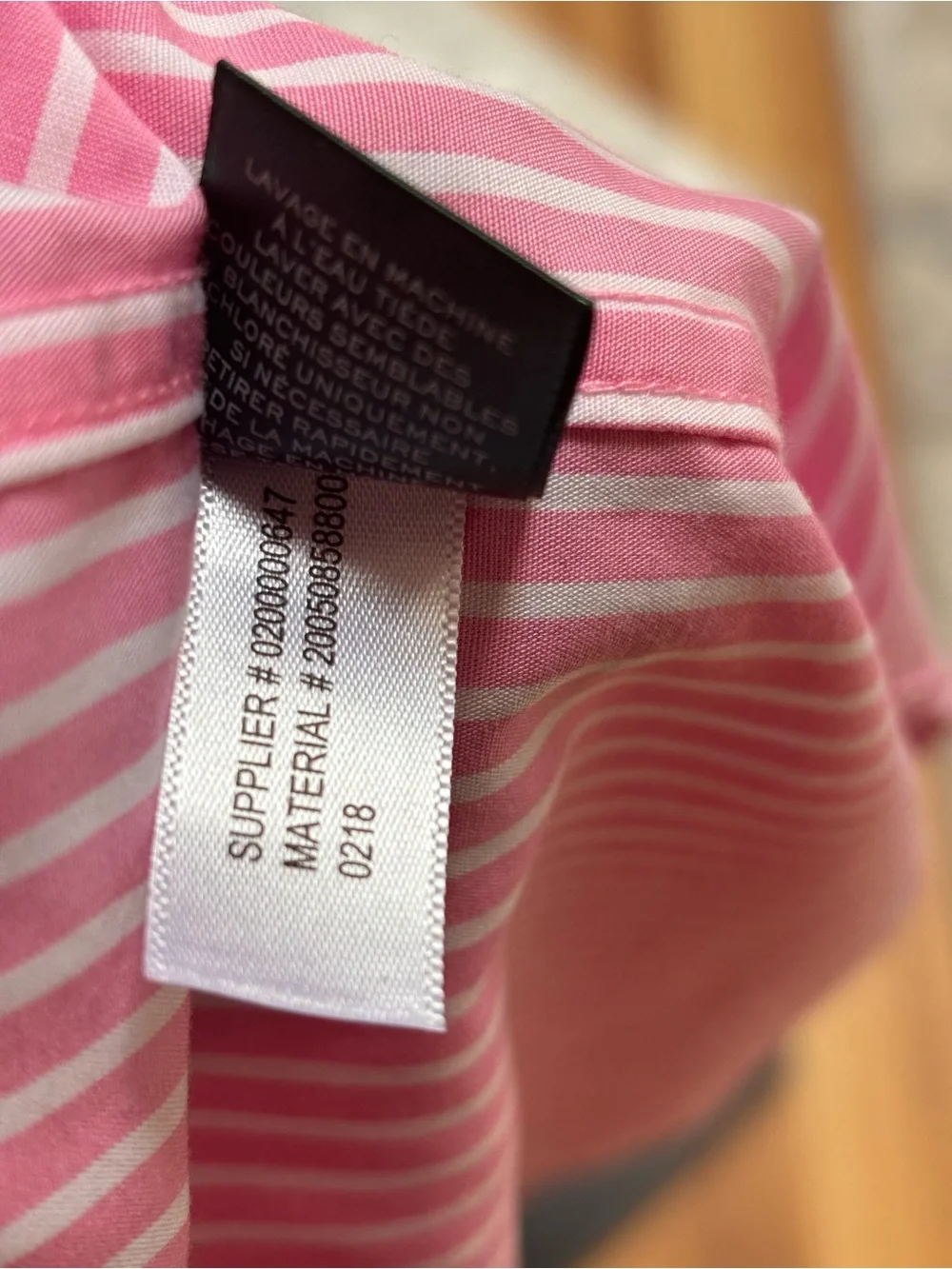 Lauren Ralph Lauren Pink & White Striped Non-Iron Button Down Shirt size XS NWOT - Picture 8 of 10